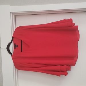 Red V-neck blouse